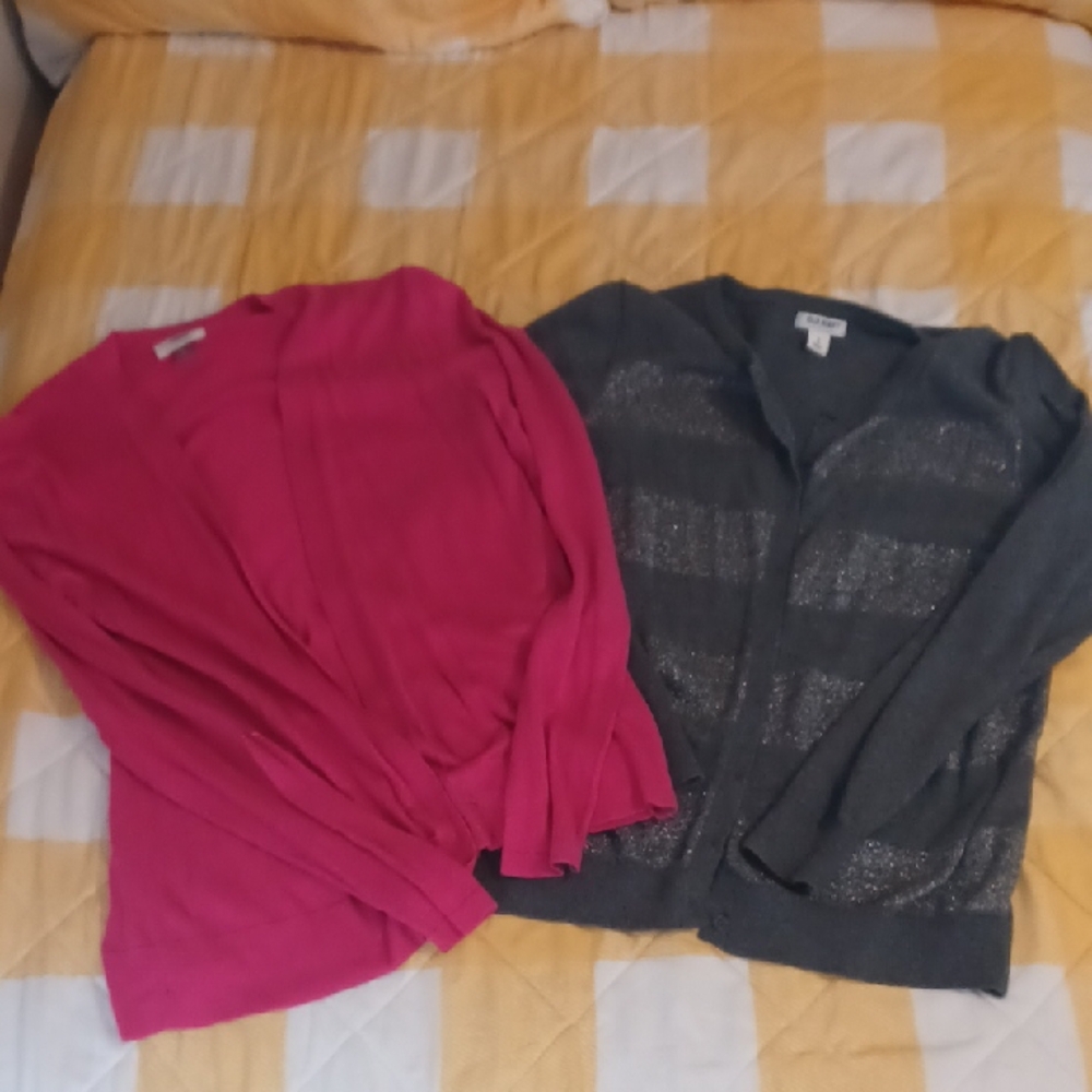 Old Navy Cozy Pink and Gray Cardigans